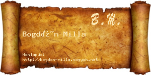 Bogdán Milla névjegykártya