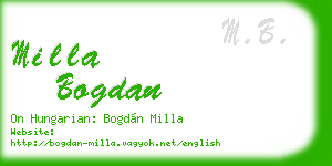 milla bogdan business card